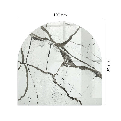 Glass fire hearth semi-oval Marble Vein Pattern