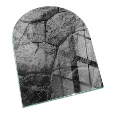 Glass hearth semi-oval Natural stone pattern