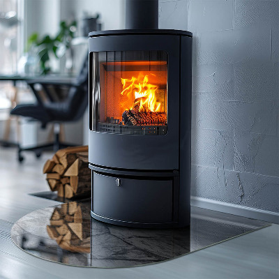 Glass hearth semi-oval Natural stone pattern