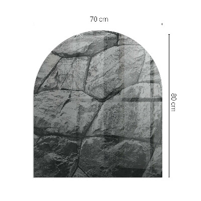 Glass hearth semi-oval Natural stone pattern