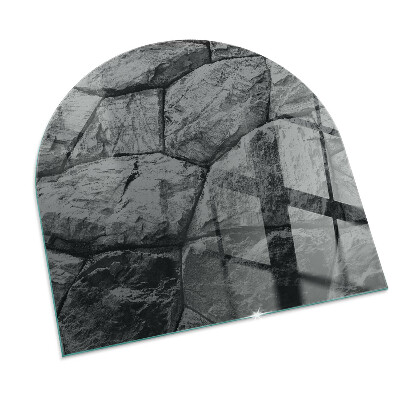 Glass hearth semi-oval Natural stone pattern