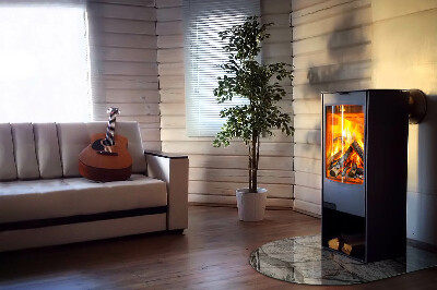Glass hearth semi-oval Natural stone pattern