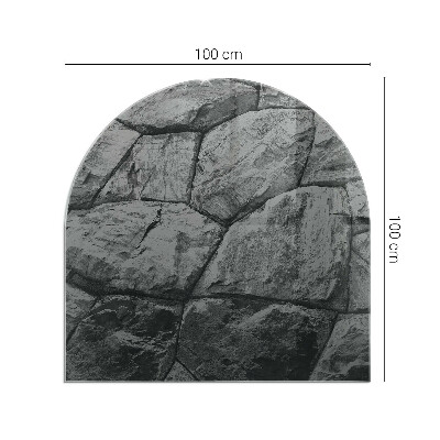 Glass hearth semi-oval Natural stone pattern