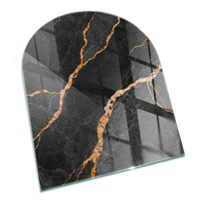 Glass fire hearth semi-oval Elegant marble with veins