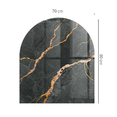 Glass fire hearth semi-oval Elegant marble with veins