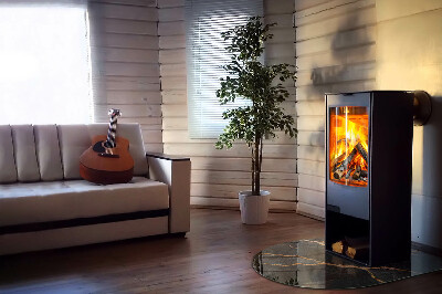 Glass fire hearth semi-oval Elegant marble with veins