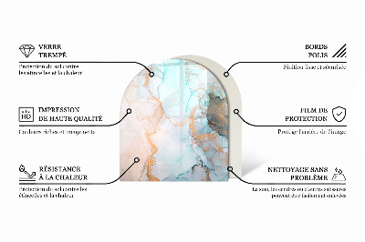Glass fire hearth semi-oval Abstract Marble Pattern