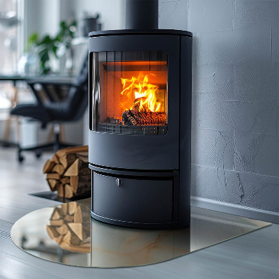 Glass fire hearth semi-oval Abstract Marble Pattern