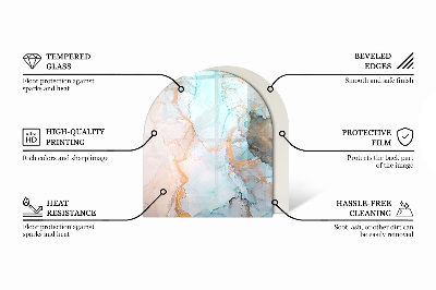 Glass fire hearth semi-oval Abstract Marble Pattern