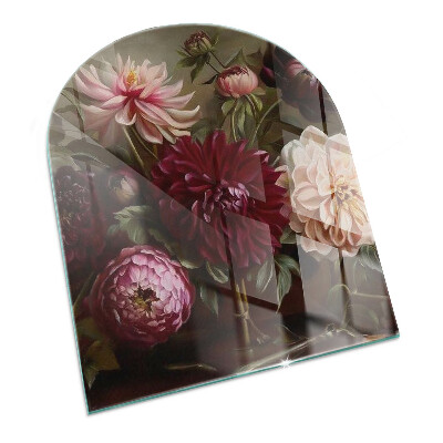 Glass hearth semi-oval Flower bouquet in detail