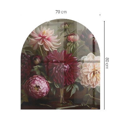 Glass hearth semi-oval Flower bouquet in detail