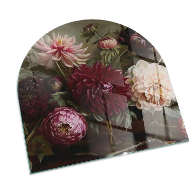 Glass hearth semi-oval Flower bouquet in detail