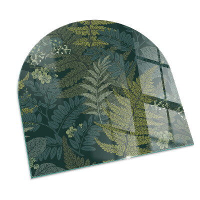 Glass fire hearth semi-oval Plant motifs with butterflies