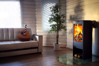 Glass fire hearth semi-oval Plant motifs with butterflies