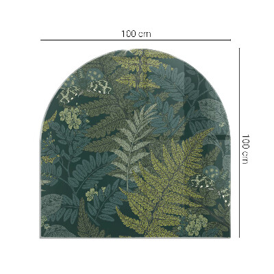 Glass fire hearth semi-oval Plant motifs with butterflies