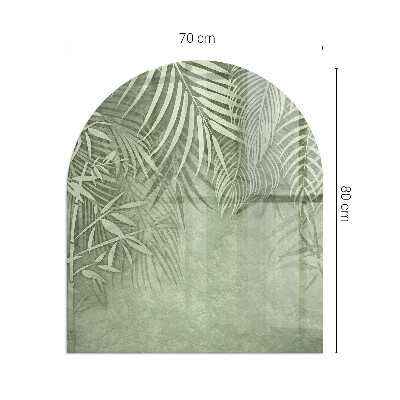 Glass hearth semi-oval Tropical leaves in the background