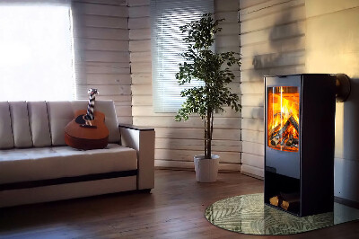 Glass hearth semi-oval Tropical leaves in the background
