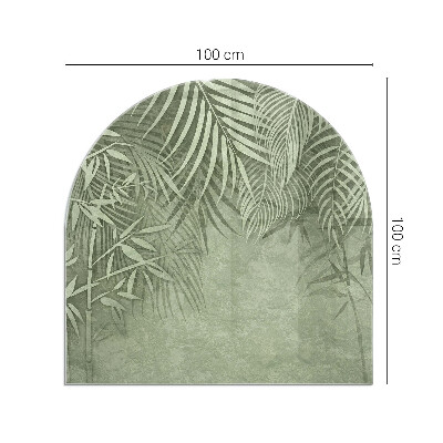 Glass hearth semi-oval Tropical leaves in the background