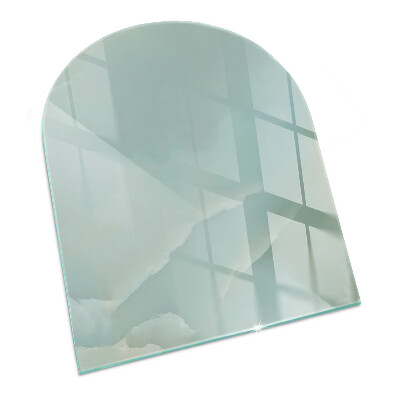 Glass fire hearth semi-oval Delicate marble pattern