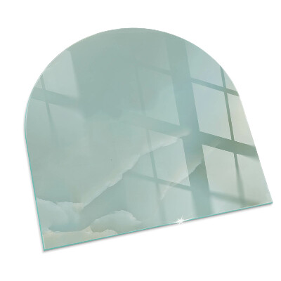 Glass fire hearth semi-oval Delicate marble pattern