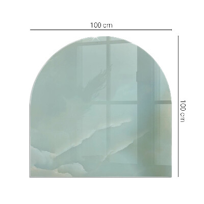 Glass fire hearth semi-oval Delicate marble pattern