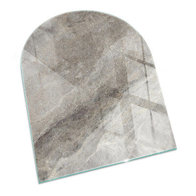 Glass hearth semi-oval Natural stone pattern