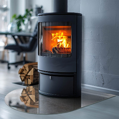 Glass hearth semi-oval Natural stone pattern