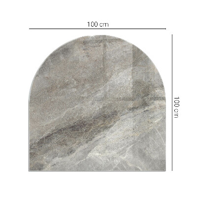 Glass hearth semi-oval Natural stone pattern