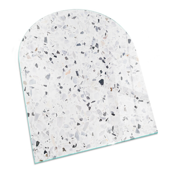Glass fire hearth semi-oval Stone pattern with particles