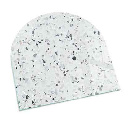 Glass fire hearth semi-oval Stone pattern with particles