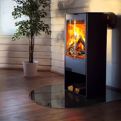 Glass hearth semi-oval Color Dark Graphite