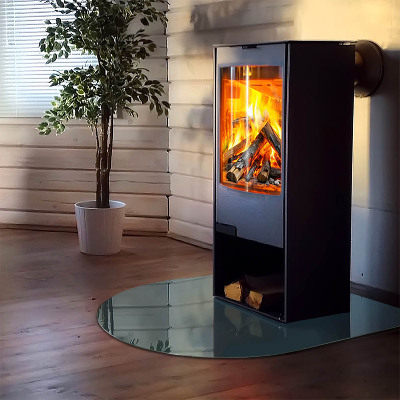 Glass fire hearth semi-oval Sea Color