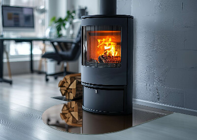 Glass fire hearth semi-oval Color Brown