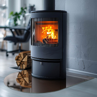 Glass fire hearth semi-oval Color Brown