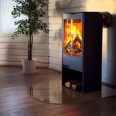 Glass fire hearth semi-oval Color Brown