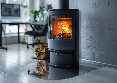 Glass hearth semi-oval Color Dark Blue