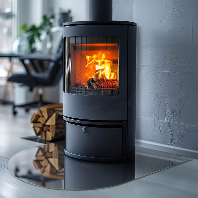 Glass hearth semi-oval Color Dark Blue
