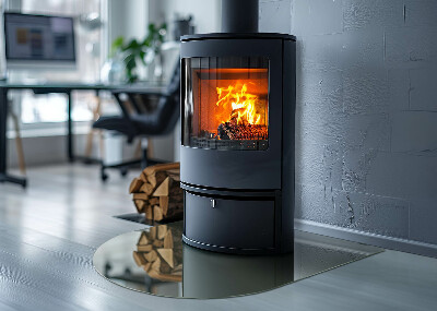 Glass fire hearth semi-oval Olive Color