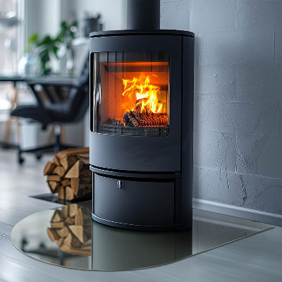 Glass fire hearth semi-oval Olive Color