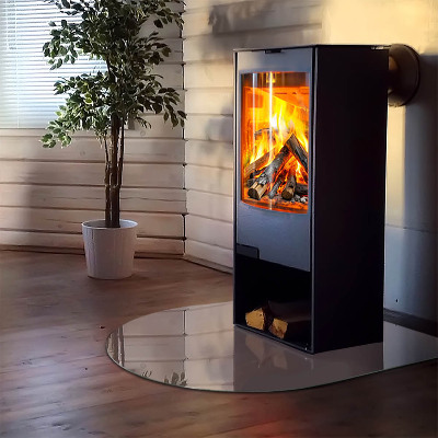 Glass hearth semi-oval Color Beige