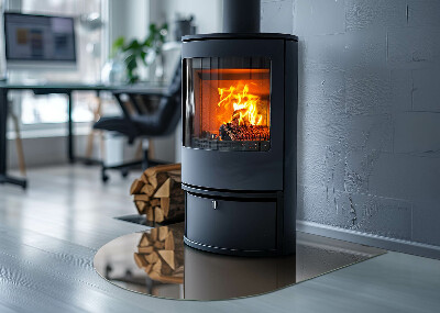 Glass fire hearth semi-oval Color Brown