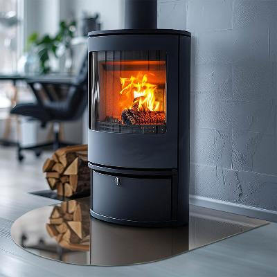 Glass fire hearth semi-oval Color Brown