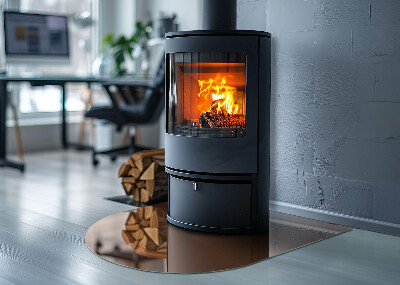 Glass fire hearth semi-oval Color Brown