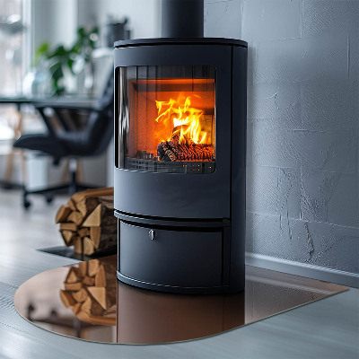 Glass fire hearth semi-oval Color Brown