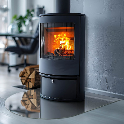 Glass hearth semi-oval Color Gray