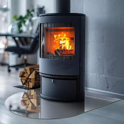 Glass fire hearth semi-oval Color Gray