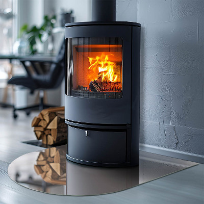 Glass fire hearth semi-oval Color Light Brown