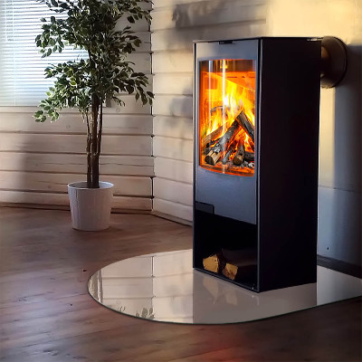Glass hearth semi-oval Color Light Brown