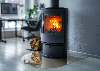 Glass hearth semi-oval Color Beige