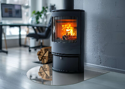 Glass fire hearth semi-oval Color Gray